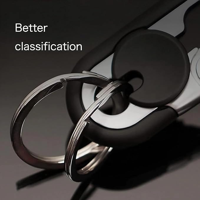 CHRIS GOOD Men's Car Key Chain 3pcs, Personalized Creative Stainless Steel Car Keychain for Men Black