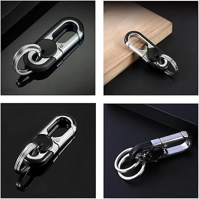 CHRIS GOOD Men's Car Key Chain 3pcs, Personalized Creative Stainless Steel Car Keychain for Men Black