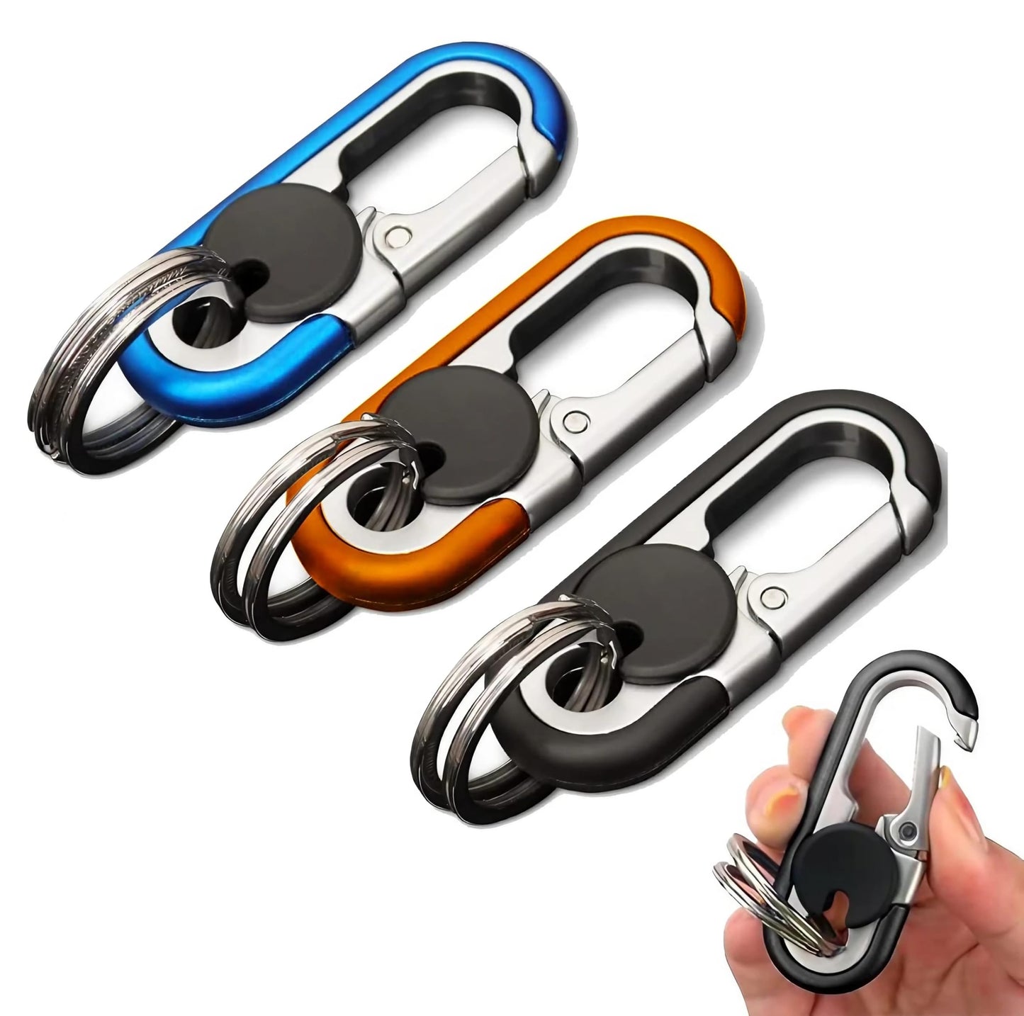 CHRIS GOOD Men's Car Key Chain 3pcs, Personalized Creative Stainless Steel Car Keychain for Men Black